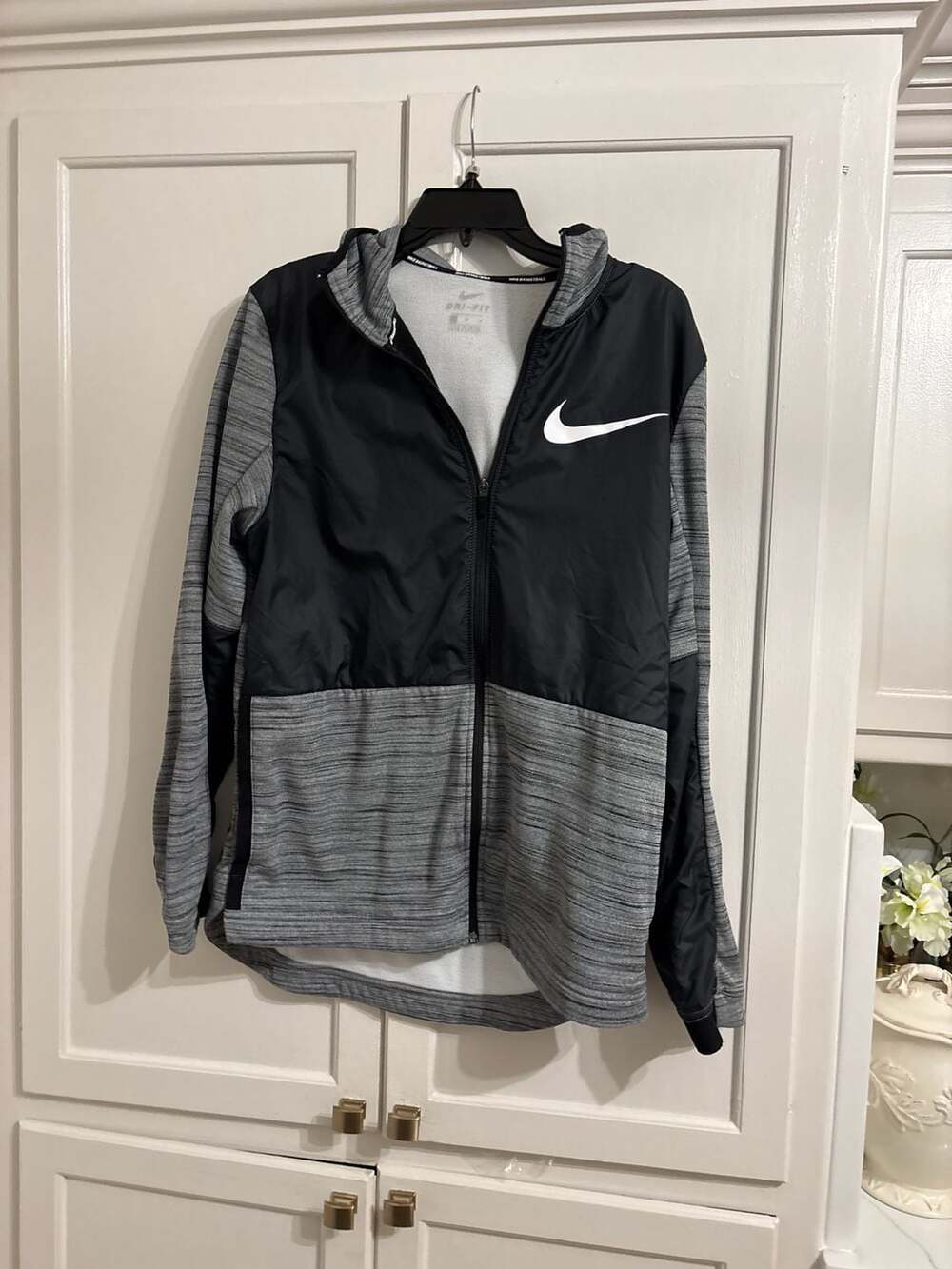 Nike Basketball Dri-FIT Full-Zip Hoodie Grey Black Size M